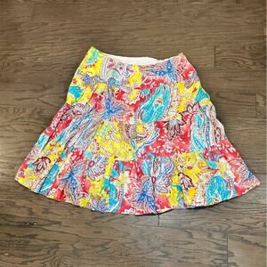 Ralph Lauren - Lauren  Tiered Linen Midi Skirt - Paisley Boho Print Size XL